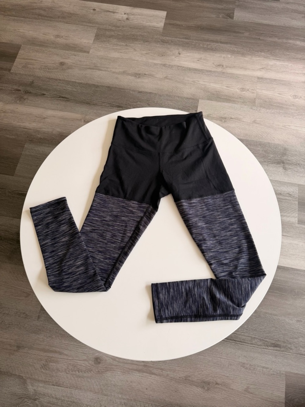 High-Waist Black and Charcoal Space-Dye Leggings